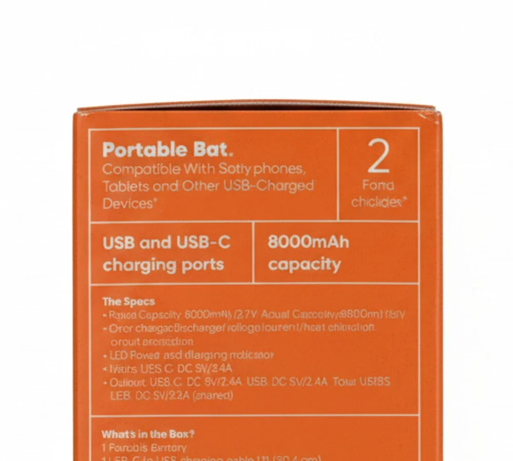 Onn Portable Battery 8000mAh compatible with Smartphones (New / Open Package)